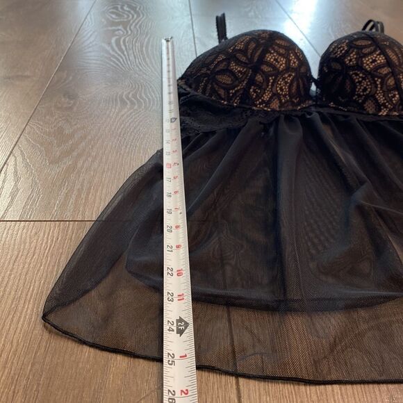 Victoria's Secret Babydoll  Black Lace Push Up Slip Size 36D - Picture 9 of 12